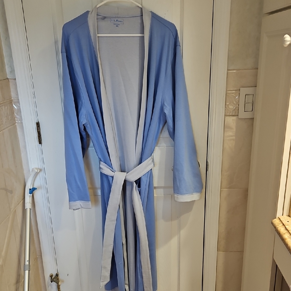 L.L. Bean Light Blue Cotton Robe